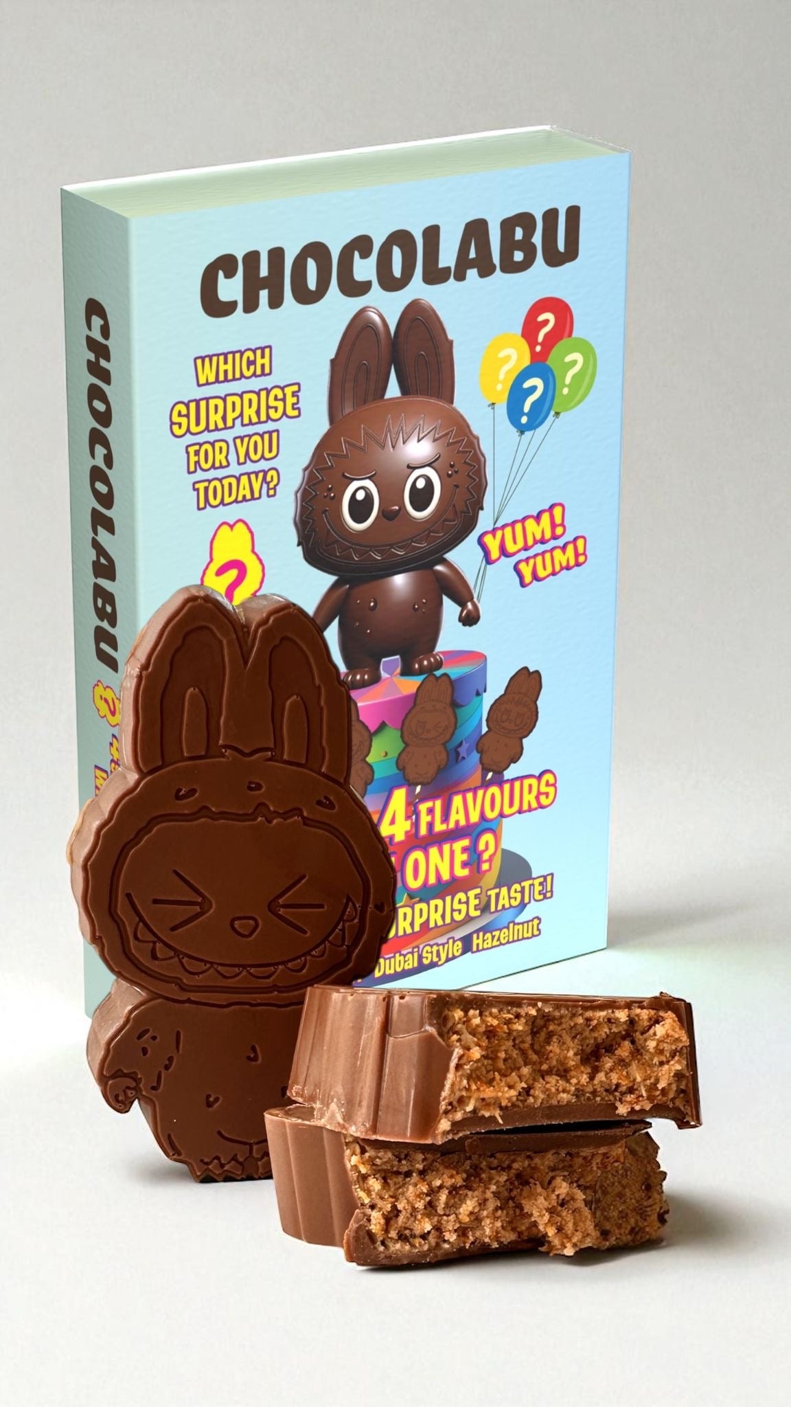CHOCOLABU – Verrassingschocolade (4 Vormen • 4 Smaken)