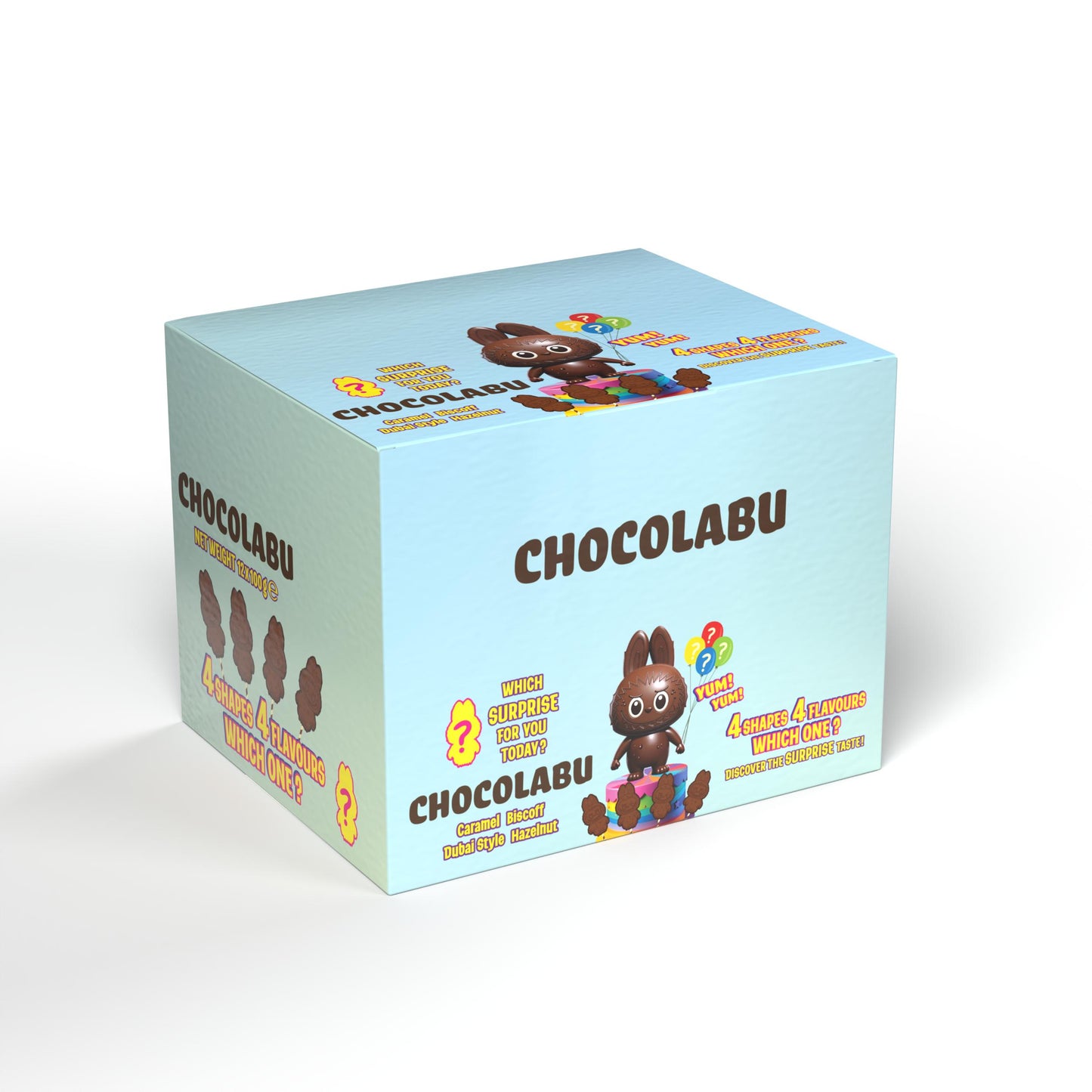 CHOCOLABU – Verrassingschocolade (4 Vormen • 4 Smaken)