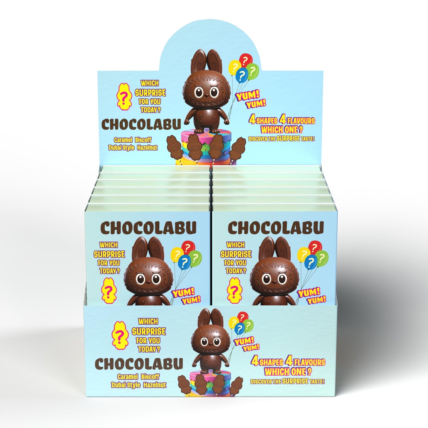 CHOCOLABU – Verrassingschocolade (4 Vormen • 4 Smaken)